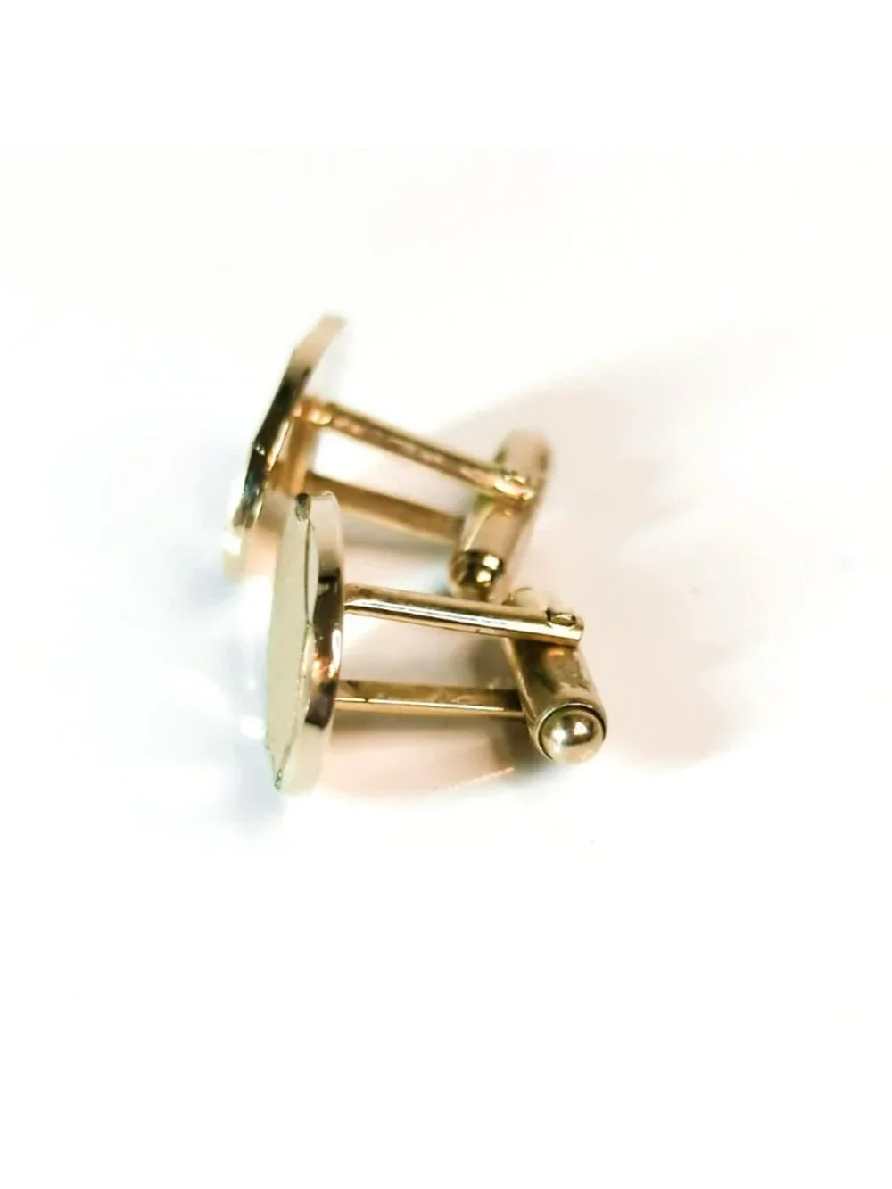 Anson Gold Tone Oval Cufflinks Tie Tack Set Textured Vintage Mens